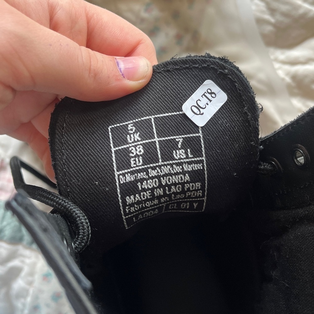 Dr. Martens Black Lace-Up Combat Boots with Red Rose Embroidery - Picture 5 of 7